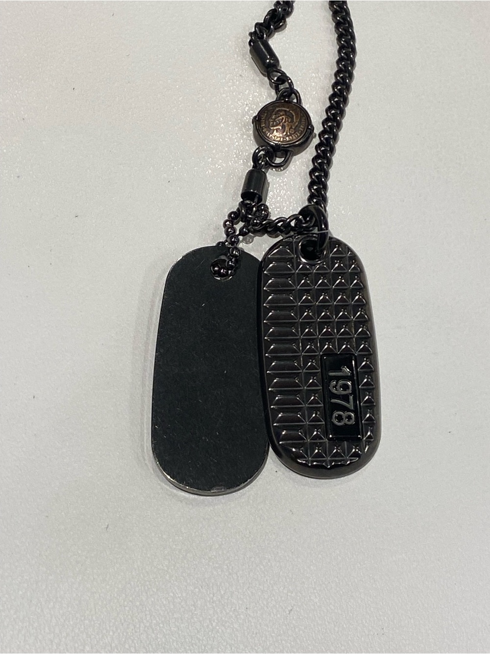 Diesel Black Stainless Steel “1978”Double Dog Tag Necklace